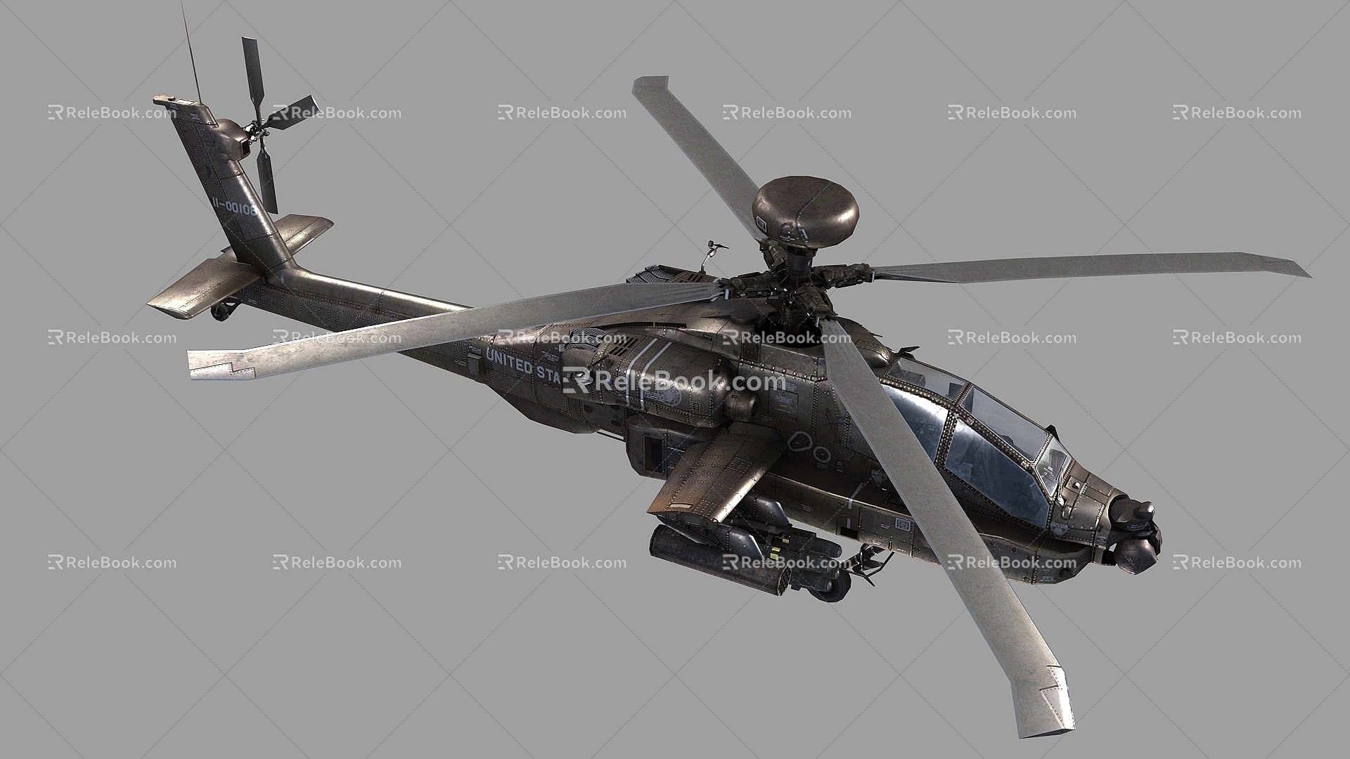 Imaginative Enemy PBR US Army AH64D AH64D Longbow Apache Gunship Attack Helicopter 3d model