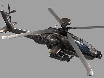 Military Armed Helicopter with Main Rotor Blades and Aerodynamic Fuselage Equipped With Weapon System 3d model