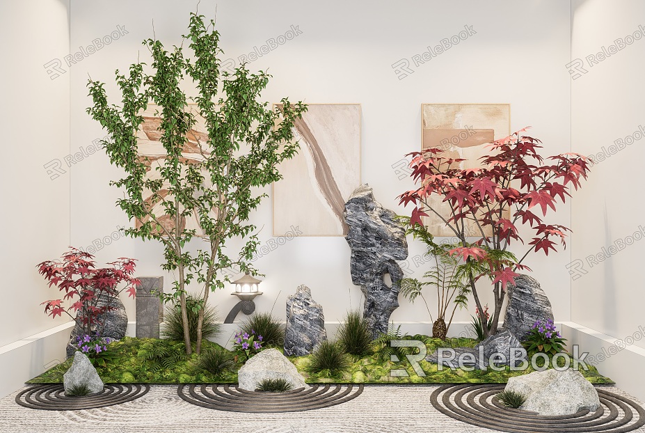 New Chinese-style Interior Courtyard Landscape, Green Bamboo Landscape, Home Landscape, Small Courtyard, Patio Landscape Combination model