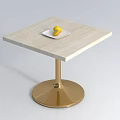 Contemporary Coffee Table With Light Wood Top Gold Metal Base White Plate And Yellow Lemon