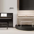 Mikon Upright Pianos Black And White With Matching Benches In Modern