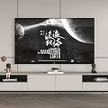 Modern TV Stand In Living Room With TV On Top And Decorative Figurines