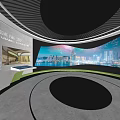 Ouluwan Modern Architecture With City Night View Circular Pool And Lighting Effects 3d model