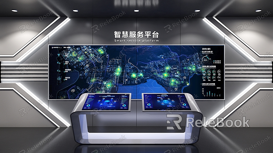 Exhibition hall exhibition wall big data platform splicing screen all-in-one multimedia interactive exhibition items model