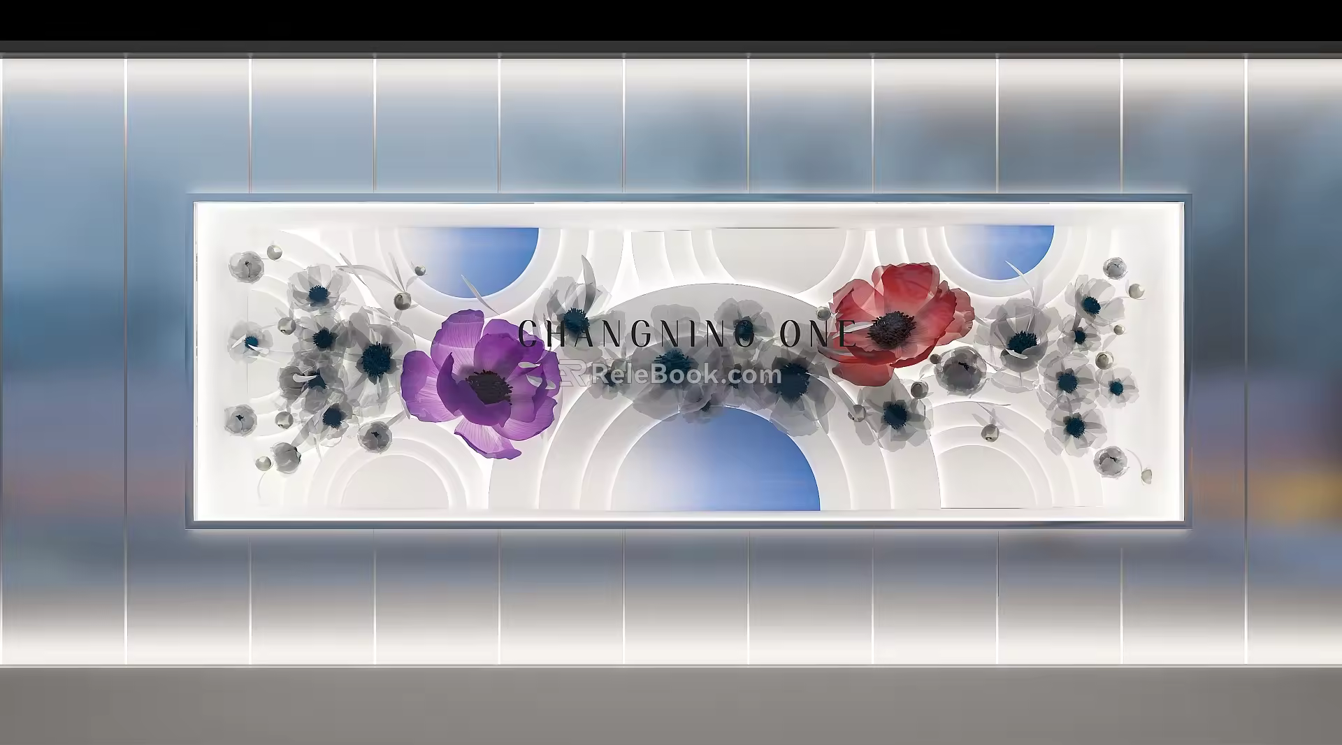 Modern Window Shopping Mall Window Creative Light Box Window Modeling Flower Window 3d model