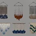 Bohemian Macrame Wall Hangings With Blue Beige Green Tassels And Fringe
