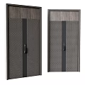 Modern Dark Security Doors With Wood Grain Panel And Grid Texture Design 3d model