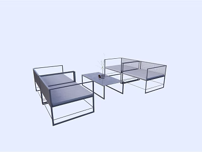 Modern Minimalist Outdoor Sofa Set With Metal Frame And Coffee Table 3d model