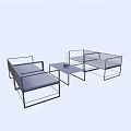 Modern Minimalist Outdoor Sofa Set With Metal Frame And Coffee Table