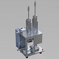 Industrial Equipment With Metal Structure Columnar Components Automated Functionality Bottom Wheels And Red Control Button