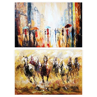 European abstract painting hanging painting oil painting 3d model