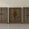 Three Wooden Doors With Different Designs Wood Grain And Decorative Ornaments