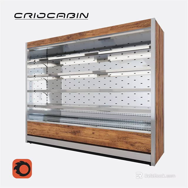 Commercial Display Equipment With Wooden Panel Metal Frame And Multiple Perforated Shelves 3d model 