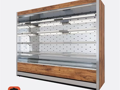 Commercial Display Equipment With Wooden Panel Metal Frame And Multiple Perforated Shelves 3d model