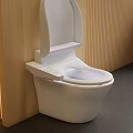 Modern Smart Toilet With Control Panel In Wooden Wall Bathroom Setting