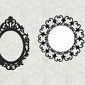 Decorative Mirrors with Ornate Frames Oval and Round Shapes for Interior Decor 3d model