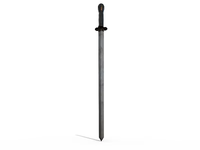Medieval Sword With Black Hilt And Metal Blade Isolated On White Background 3d model