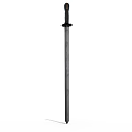 Medieval Sword With Black Hilt And Metal Blade Isolated On White Background