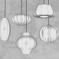 White Hanging Pendant Lights With Various Shapes And Modern Design For Interior Decoration