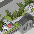 Roof Garden Design With Lush Palm Trees Seating Areas And Paved Walkways