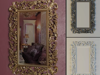 Ornate Framed Decorative Mirrors in Gold Black and Light Colors for Home Decor 3d model