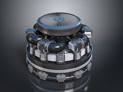 Futuristic Mechanical Device With Circular Top And Metallic Gear Structure 3d model