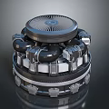 Futuristic Mechanical Device With Circular Top And Metallic Gear Structure 3d model