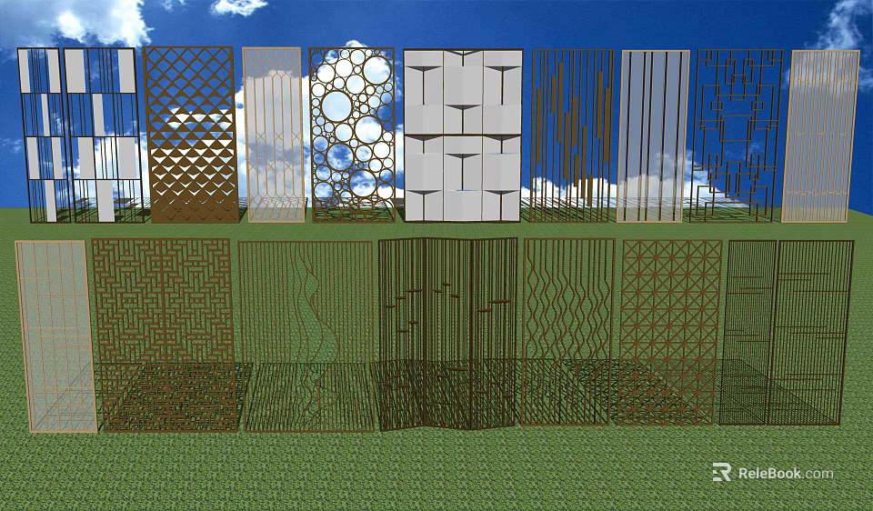 Modern Decorative Room Dividers With Various Intricate Patterns And Designs 3d model