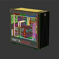 DIGITAL FUSION Black Computer Case With Blue Cooling Fan And Internal Hardware 3d model