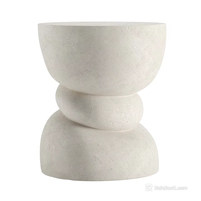 White Modern Coffee Table With Stacked Rounded Stone Shapes And Textured Surface 3d model 