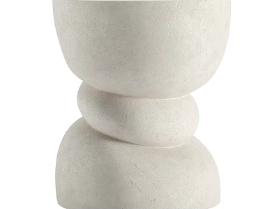 White Modern Coffee Table With Stacked Rounded Stone Shapes And Textured Surface 3d model