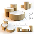 Modern Wooden Coffee Tables With Round Tops Stackable Design And Structural Line Details