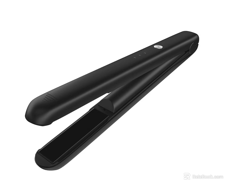 Black Hair Straightener With Sleek Modern Design And Smooth Ceramic Plates 3d model 