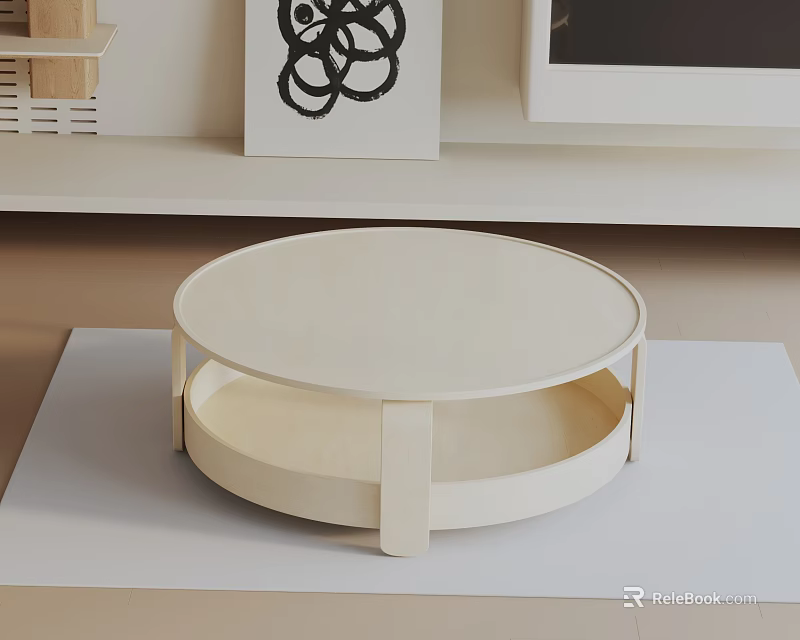 Minimalist Sofa Coffee Table Combination With Light Wood Round Table And Sleek Design Elements 3d model