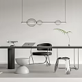 Modern desk chair desk chair combination chandelier 3d model