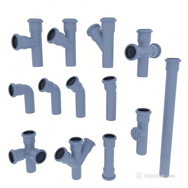 Various Types of Plumbing Pipes and Fittings in Different Shapes and Sizes 3d model 