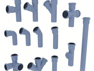 Various Types of Plumbing Pipes and Fittings in Different Shapes and Sizes 3d model