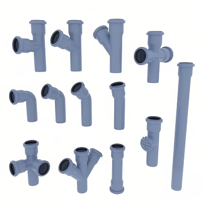 Various Types of Plumbing Pipes and Fittings in Different Shapes and Sizes 3d model