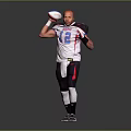 Man Posing In White Jersey With Number 12 Holding Red Blue White Sports Ball