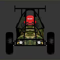 Off-road Go-kart With Camouflage Design Red Seat Black Frame And Yellow Wheels