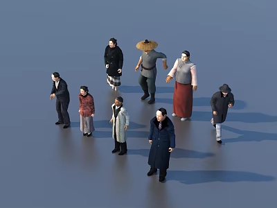 Game And Movie Characters In Various Traditional Costumes With Different Poses 3d model