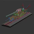 Detailed Historical Military Railway Gun Model With Rail Track Base Structure