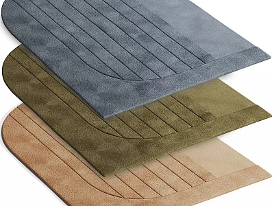 Stylish Shaped Rugs In Gray Green Brown Colors With Striped Design For Home Decor 3d model