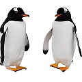 Two Cute Aquatic Penguins With Black And White Feathers Orange Beaks And Feet