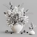Natural Style Decorative Ornament Set With Pine Branches Clay Pot And Pine Cones