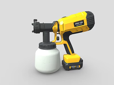 RYOBI Yellow Cordless Portable Paint Sprayer With White Tank Industrial Equipment 3d model