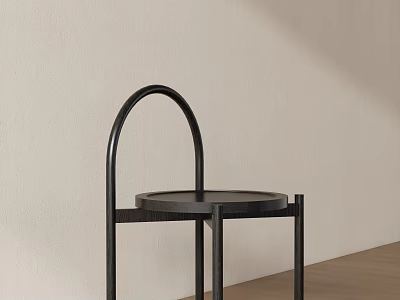 Black Console Table With Arched Metal Frame And Round Top In Minimalist Design 3d model