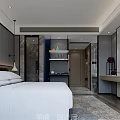 Modern Hotel Guest Room Interior With Comfortable White Bed TV And Lighting