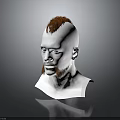 Realistic 3D Human Head Model Featuring Detailed Facial Features Brown Mohawk Hairstyle And Beard