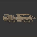 Military Sand Colored Heavy Duty Truck With Crane And Multiple Wheels